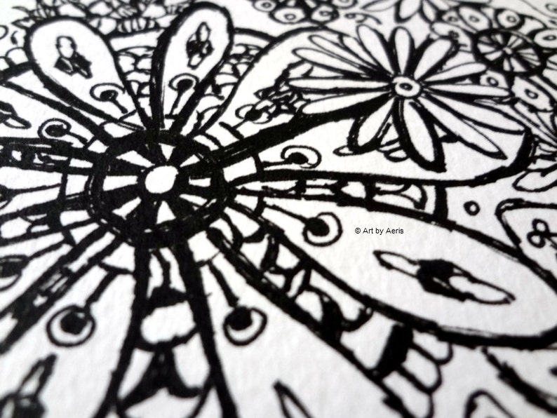 Mandala Healing Art Manadala Flower Print Nursery Mandala Print Healing Pattern Drawing Hand Cut Watercolor Paper image 2