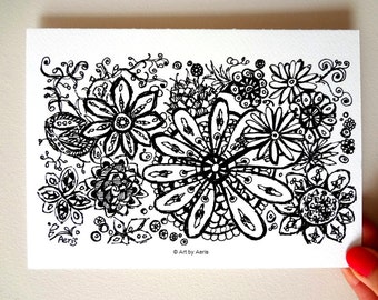 Mandala Healing Art - Manadala Flower Print - Nursery Mandala Print - Healing Pattern Drawing - Hand Cut Watercolor Paper