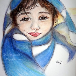 Jonge jongen portret-pastel Potlood portret-Sunny Boy portret-origineel portret schilderij-vrolijke Wall Art-portret op papier