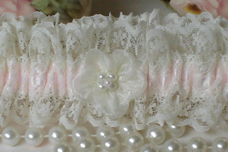 Wedding Garter Bridal Garter Pink and Cream Garter