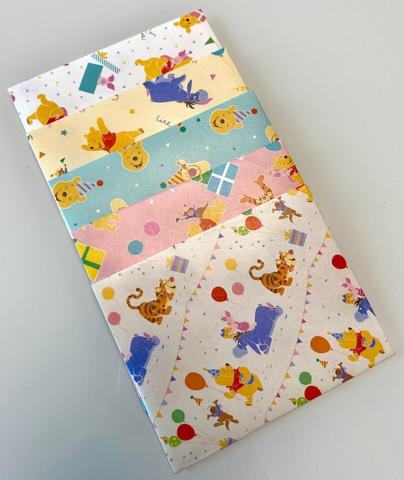 Happy Birthday Winnie the Pooh, Piglet, Eeyore, Tigger Mini Envelopes, Set of 5, Gift Card Holders, Thank you Notes, Flower Love Notes