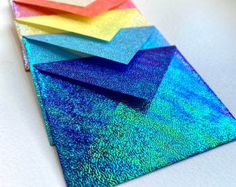 Iridescent Mini Envelopes, Handmade Gift Card Holders (Set of 5)
