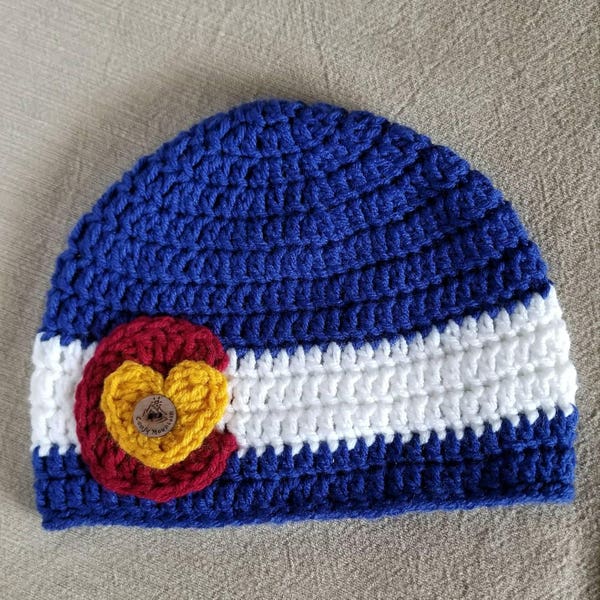 CO state flag beanie,Colorado beanie, Colorado hat, Colorado love heart beanie in Blue,winter hat,beanie,CO hat,women’s,gift