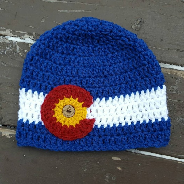 CO state flag beanie, Colorado beanie, Colorado  hat, traditional Colorado flag beanie in Blue, winter hat,beanie,CO hat, mens, women’s,gift