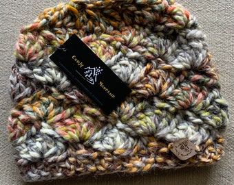 Crochet Messy Bun Beanie: Wool Blend Ponytail Hat