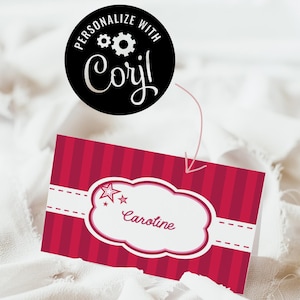 American Star Name Cards / Etichette per alimenti / Segno stelle rosse, rosa e bianche / AG / SOLO FILE DIGITALE