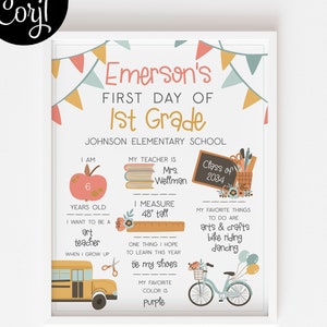 First Day of School Printable for Girl, Editable Back to School Sign, First & Last Day of School Sign, Digital Download