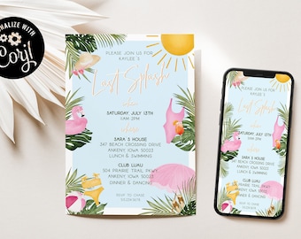 Last Splash Bachelorette Party Invitation: Pool Party Itinerary (Digital Download)