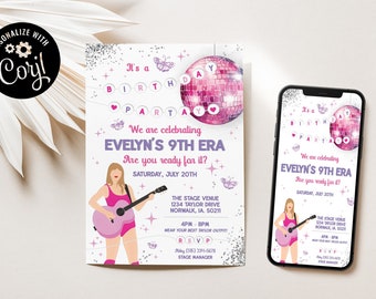 Self-Editable Music Birthday Invitation: In My Birthday Era (Digital Download)
