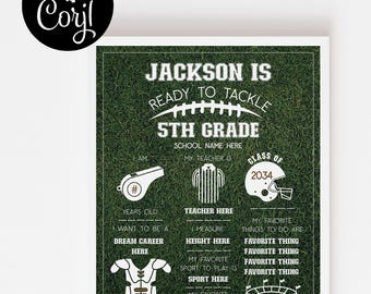 Editable Football First Day of School Sign: Printable Photo Prop (Digital Download)