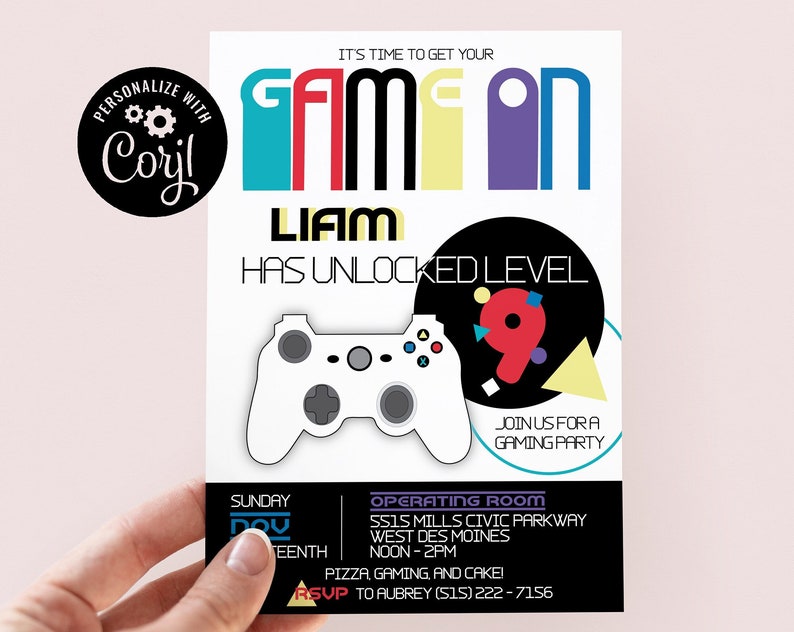 Gaming Party Invitation Template Arcade Birthday Party Playstation Xbox Invitation printable Digital Download