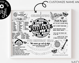 Swiftie Coloring Page Template, Taylor Swift Party, Eras Game, Coloring Page, Tween Birthday - Digital Download