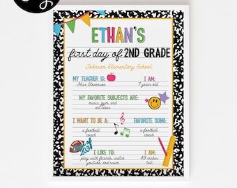 Editable First Day of School Sign: Notebook Style Template (Digital Download)
