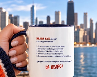 Bears Coffee Mug, Chicago Football Mug, Da Bears Coffee Cup, Game Day Mug