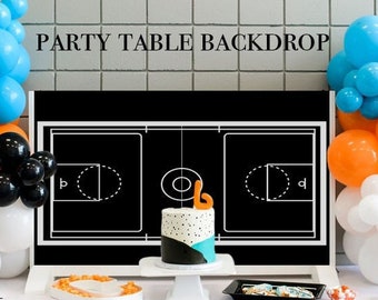 Printable Basketball Court Birthday Backdrop, Basketball Party, 36x48 Sign, Game Time, Hoops Party - Digital Download