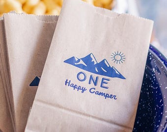 One Happy Camper First Birthday Favor, Trail Mix, Popcorn, Candy bags - 25 pack