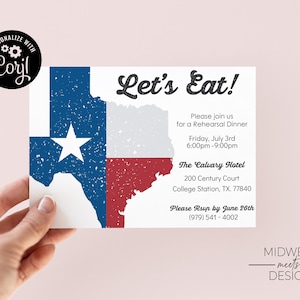 Texas Rehearsal Dinner Invitation Template, Texas BBQ, Rehearsal Dinner, Rehearsal Dinner Sign - Digital Download