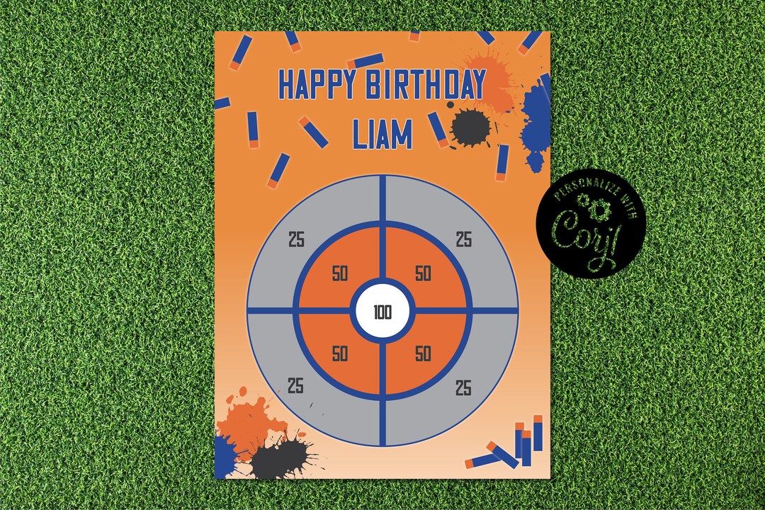 Nerf Target Game Template, Nerf War Birthday Party, Nerf Game, Nerf Bullet Target - Digital ...