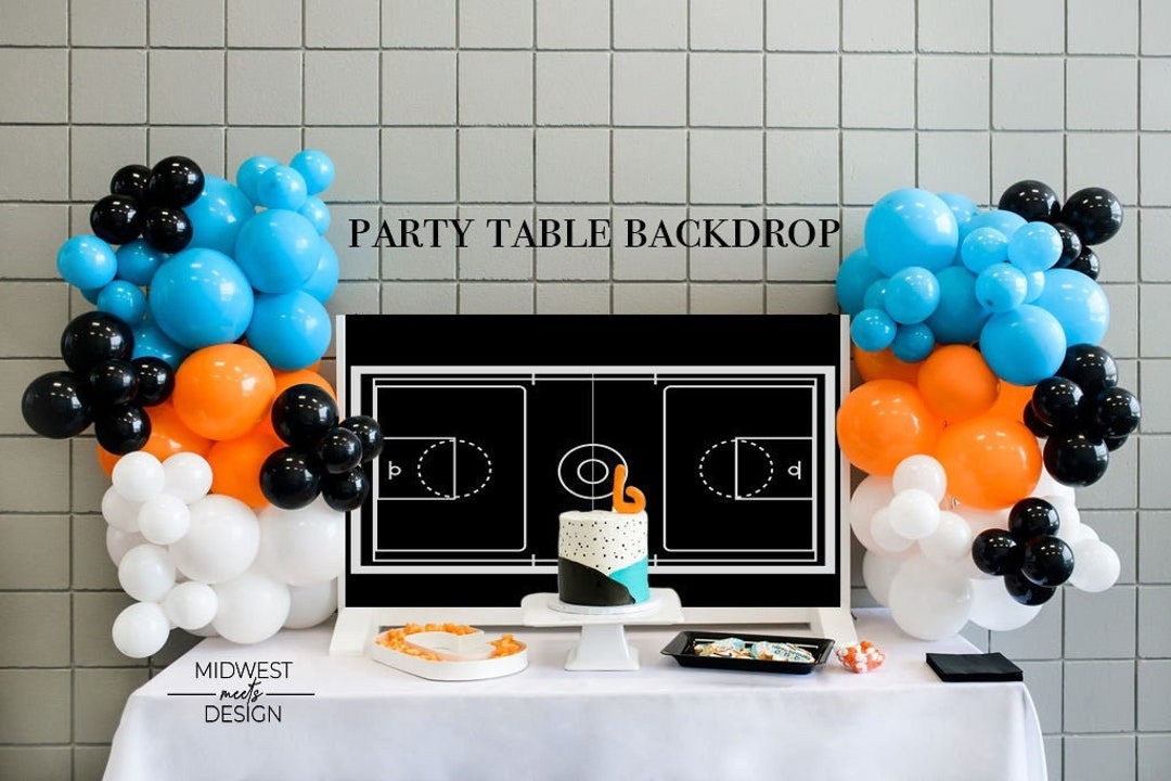 Printable Basketball Court Birthday Backdrop, Basketball Party, 36x48