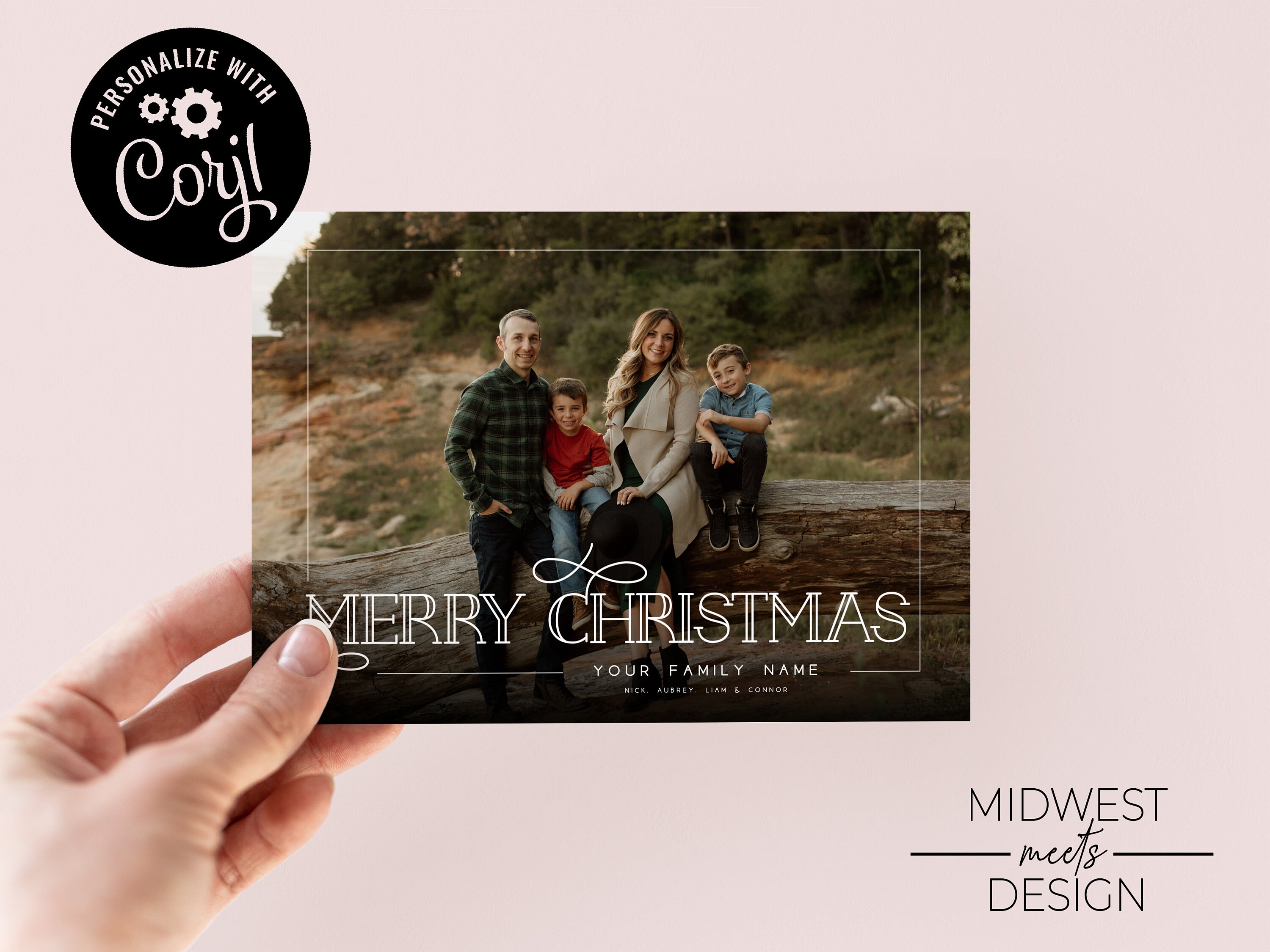 EDITABLE Merry Christmas Holiday Photo Card Template, Modern Photo Card ...