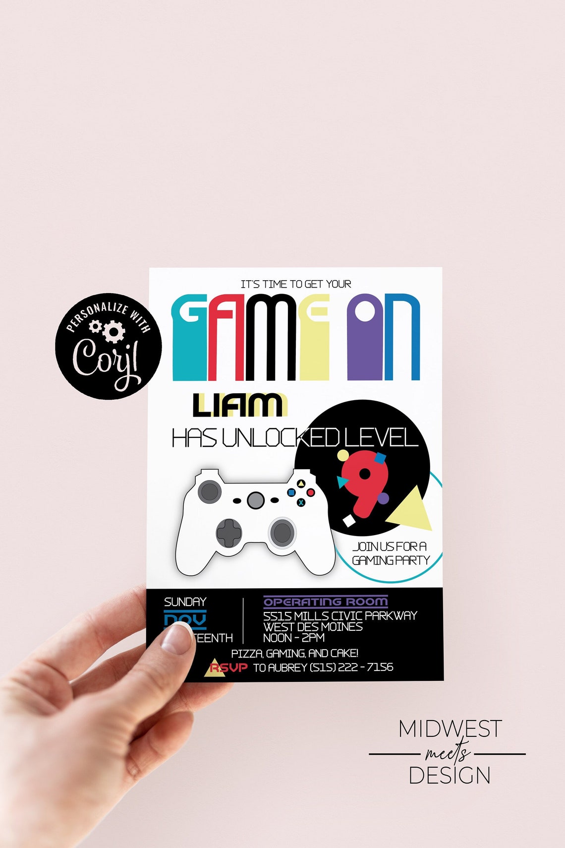 Gaming Party Invitation Template, Arcade Birthday Party, Playstation