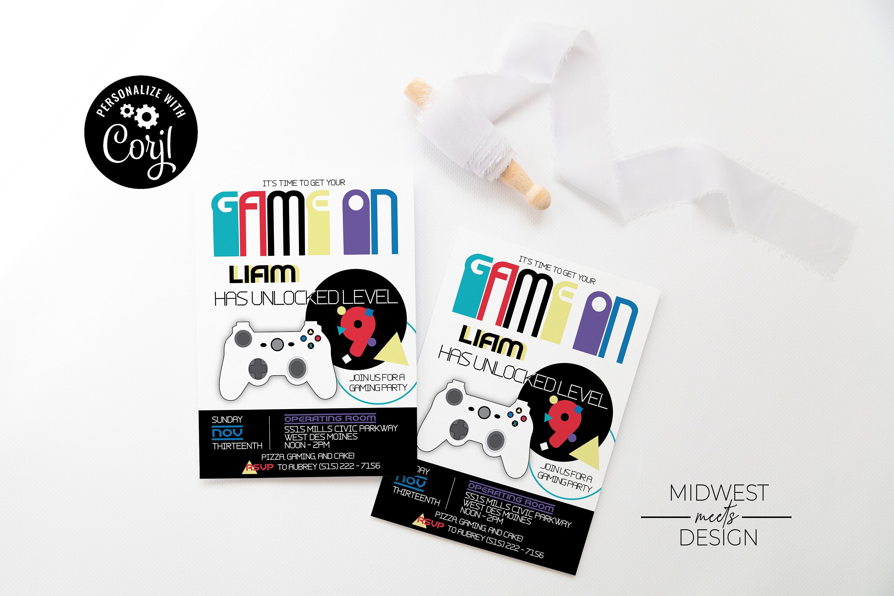 Gaming Party Invitation Template, Arcade Birthday Party, Playstation