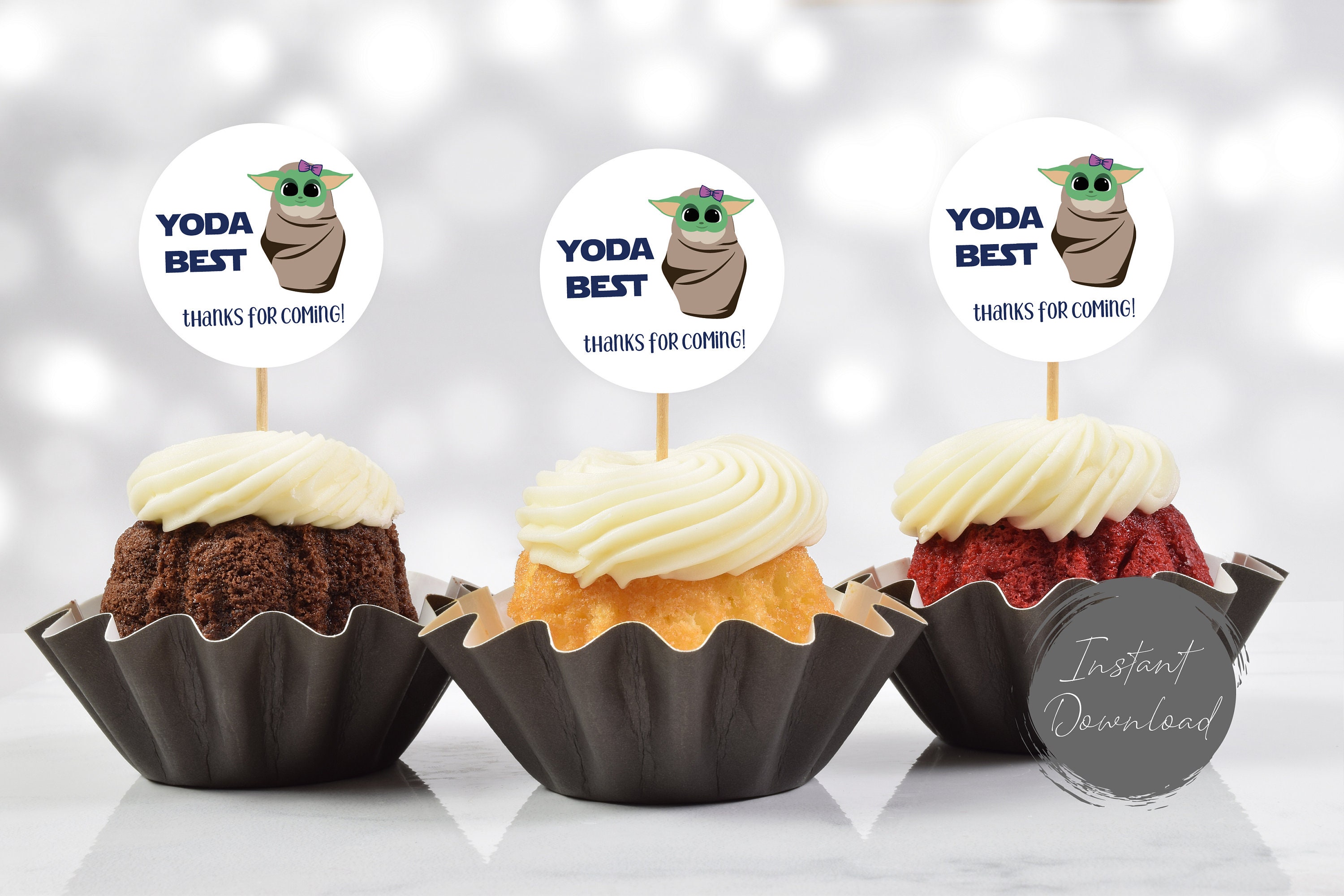 GIRL Baby Yoda Shower Favor Tags, Baby Girl Yoda Stickers, Star Wars Shower Favors, Baby Girl