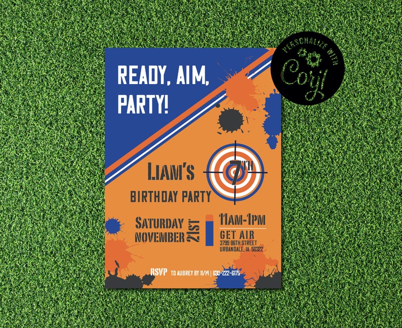 Nerf Invitation Template, Nerf War Birthday Party Invitation Printable