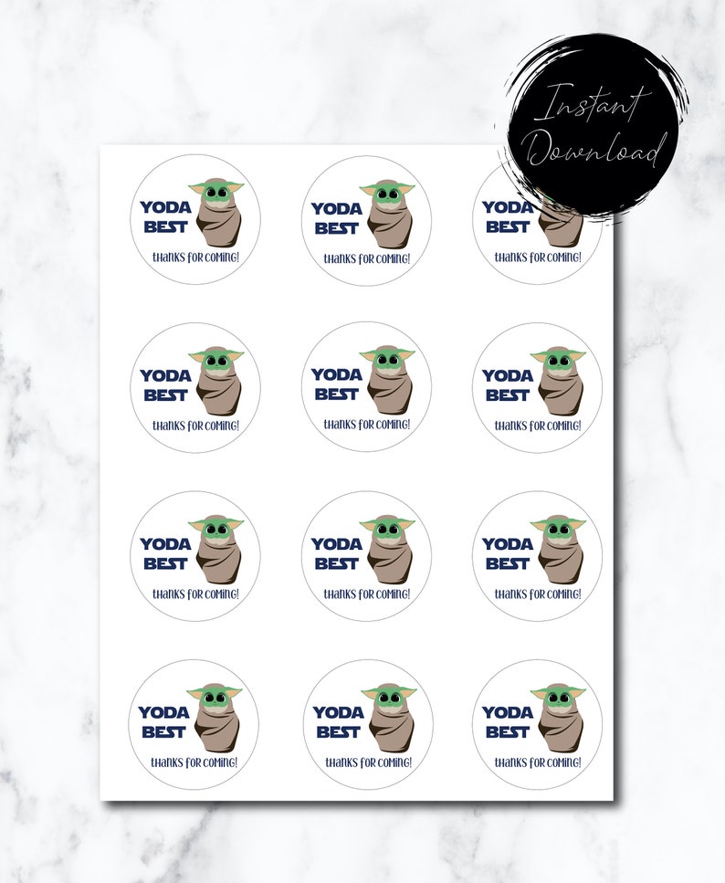 BOY Baby Yoda Shower Favor Tags Baby Yoda Stickers Star Wars Etsy
