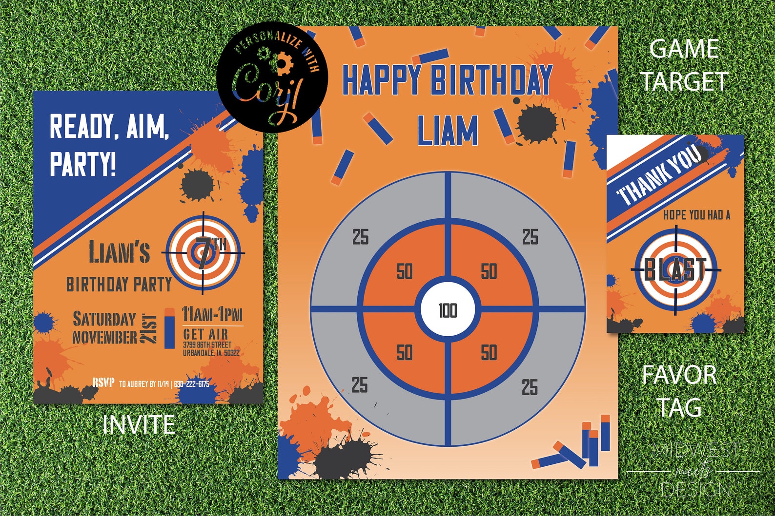 Nerf Invitation Template, Nerf War Birthday Party Invitation Printable ...