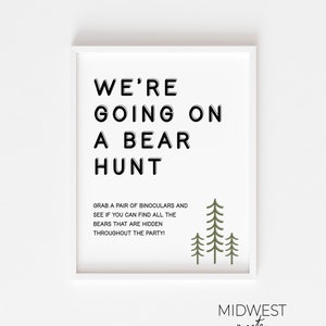 Bear Hunt Birthday Sign, First Birthday, One Happy Camper Birthday, Bear Birthday Party - Digital Download