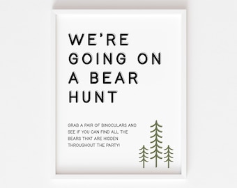 Bear Hunt Birthday Sign, First Birthday, One Happy Camper Birthday, Bear Birthday Party - Digital Download