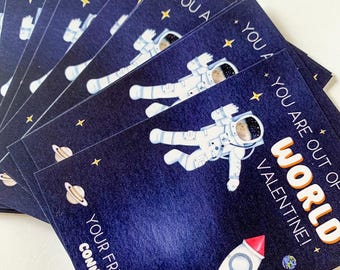 Printable Out of this World Valentine Tag, Space Valentine, Kid's Valentine's Day School, Editable space favor - Digital Download