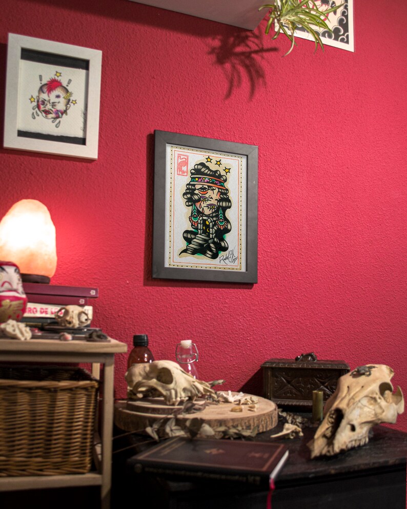 Handmade Tattoo Art Print Madness. Traditional Flash Sheet, Psychedelic