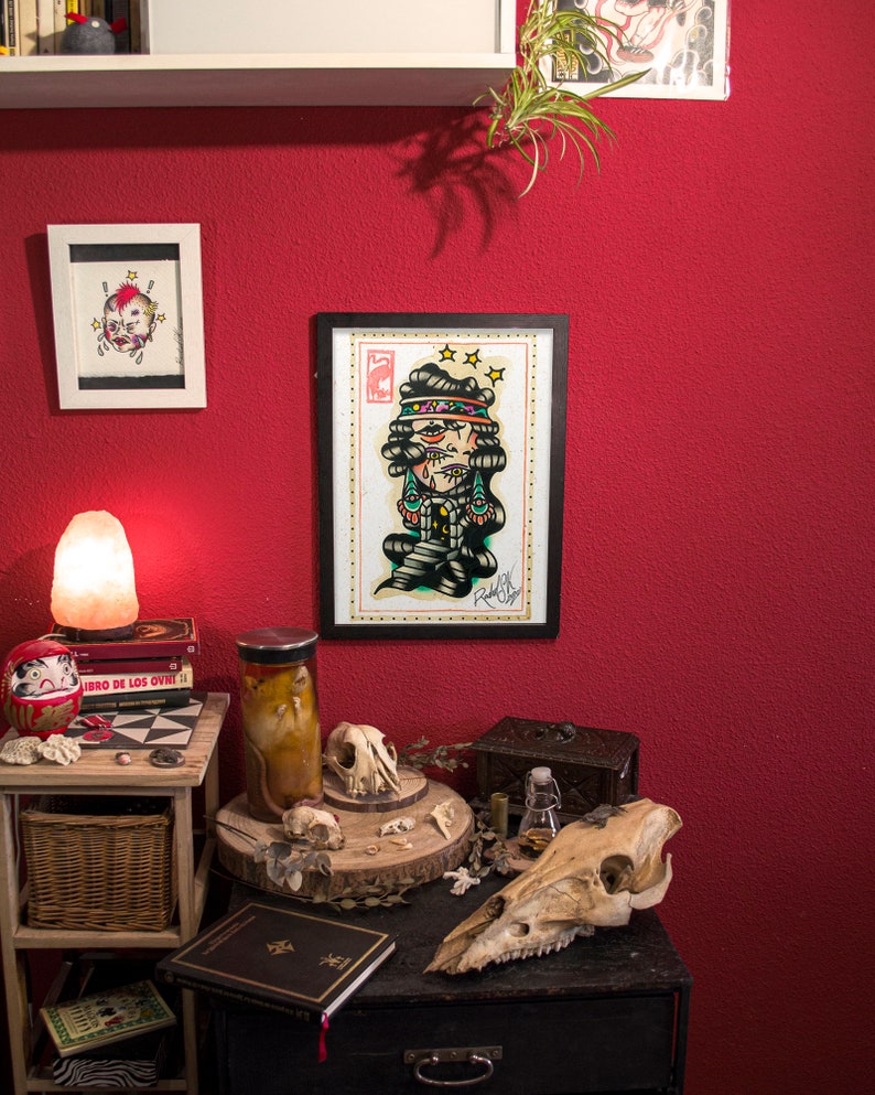 Handmade Tattoo Art Print Madness. Traditional Flash Sheet, Psychedelic