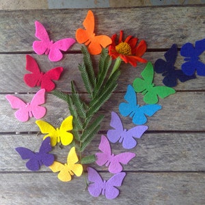 30 die cut FELT butterflies in rainbow colors/ for crafting, applique, scrapbooking