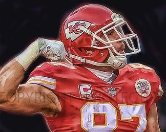 Great Travis Kelce Kansas City Chiefs Art Print, New & Rare, Limited to only 50 prints. Signed and Numbered by the artist!