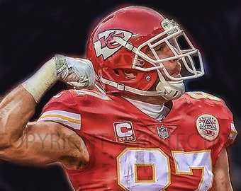 Gran Travis Kelce Kansas City Chiefs Art Print, New & Rare, Limitado a sólo 50 impresiones. Firmado y numerado por el artista!