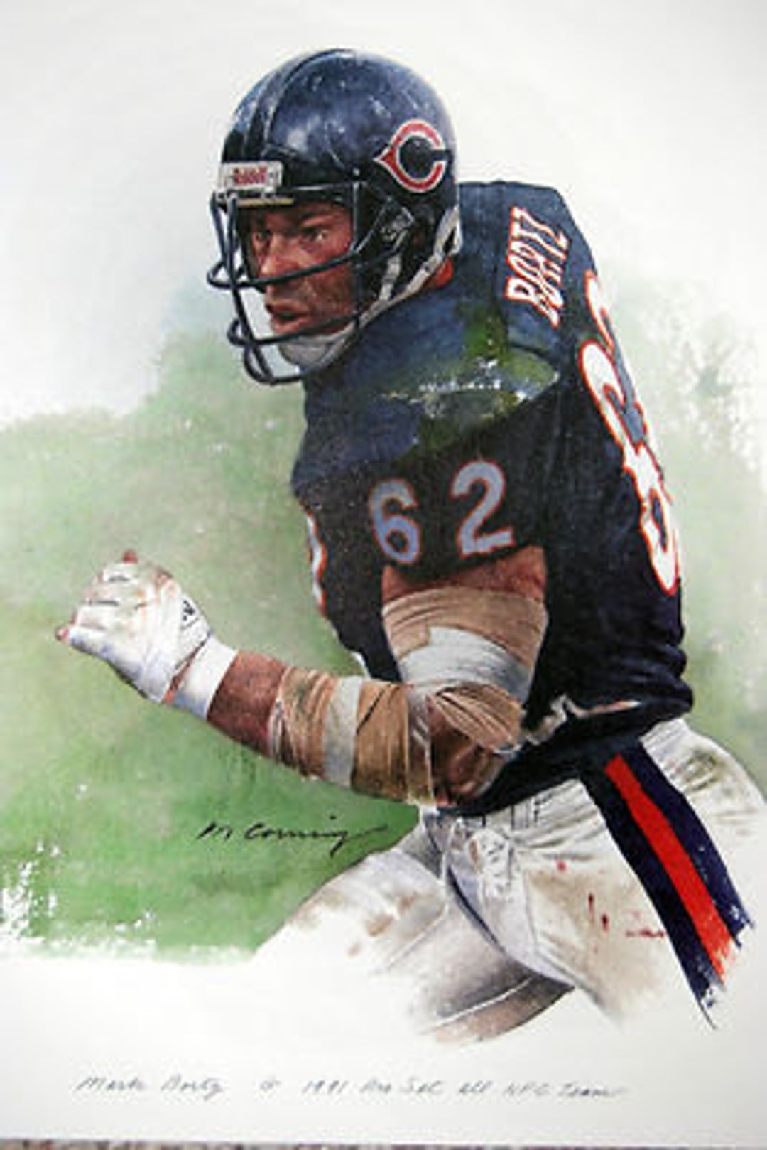 Mark Bortz Chicago Bears Rare Art Etsy