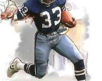 Nieuwe Tony Dorsett Dallas Cowboys zeldzame kunst lithografie