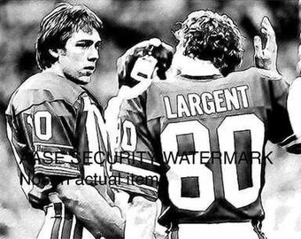RARE Jim Zorn Steve Largent Seahawks Art Print only 50