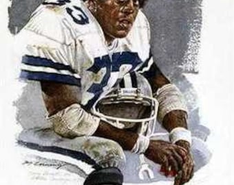 Zeldzame Tony Dorsett Dallas Cowboys Corning NFL Art Print