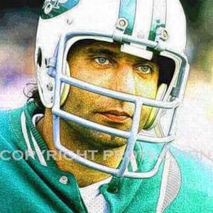 Rare New York Jets Joe Namath Art Print, 12x18, signed and numbered by artist