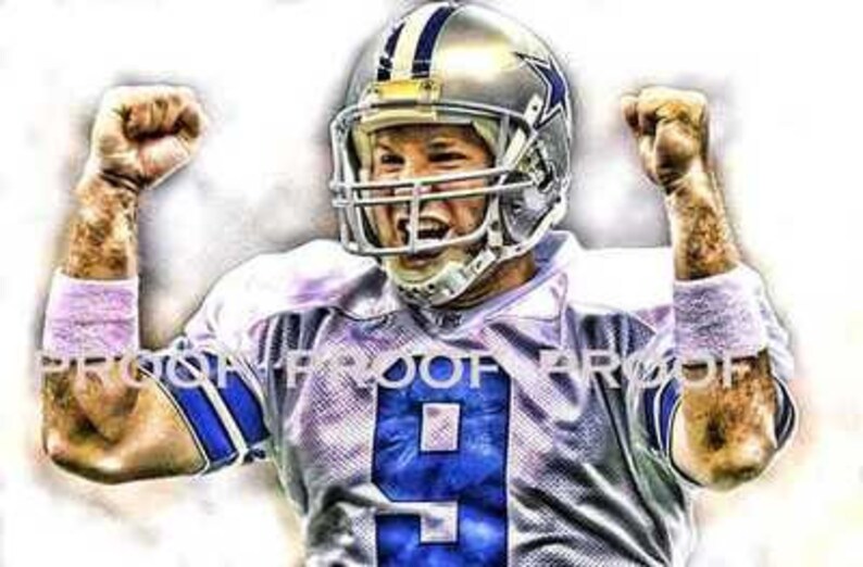 Rare Tony Romo Dallas Cowboys Art Print sn only 50 image 1