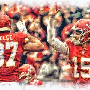 Patrick Mahomes /Travis Kelce Kansas City Chiefs Art Print, New & Rare, Limited to only 50 prints. Signed and Numbered by the artist image 1