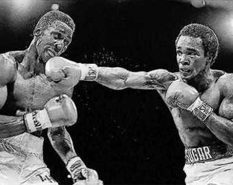 Sugar Ray Leonard Tommy Hearns Kunstdruck LE von 50 Selten