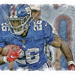 Saquon Barkley New York Giants Art Print, New & Rare, Limited to only 50 prints. Signed and Numbered by the artist!