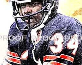 New Walter Payton Bears Art Print 12x18 LE 50