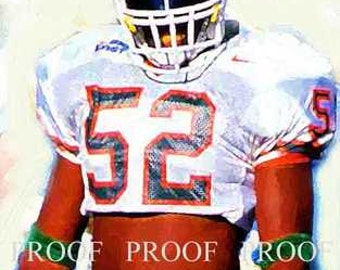 New Miami Hurricanes Ray Lewis Art Print LE of 50 12x18