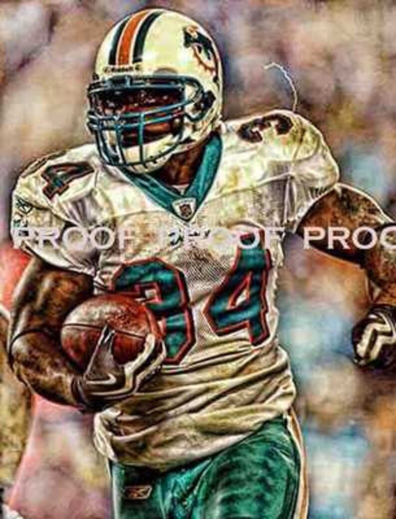 Rare Ricky Williams Miami Dolphins Art Prt sn only 50 image 1